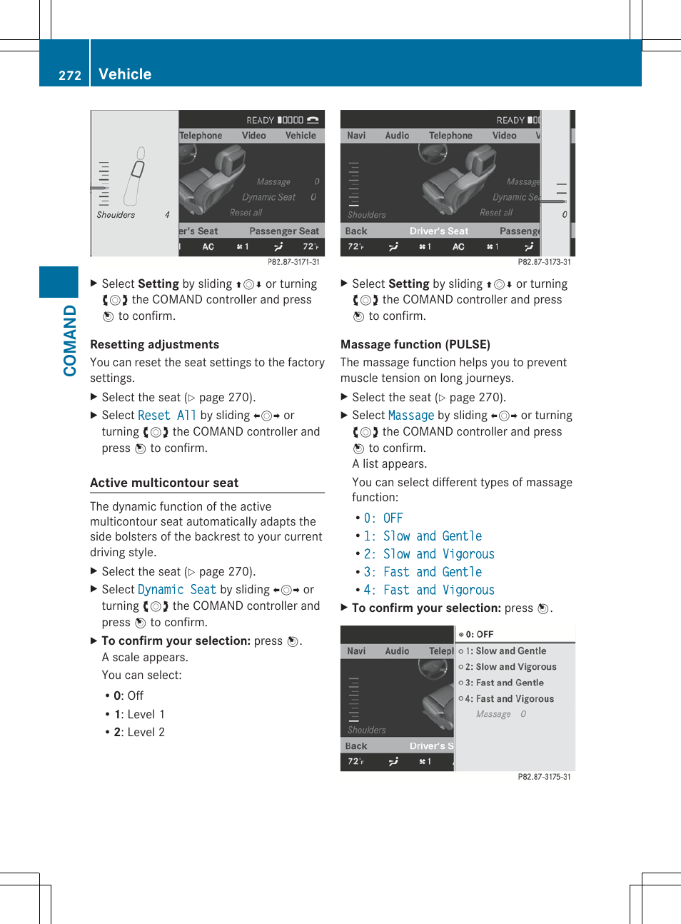 Using comand, Comand, Vehicle | Mercedes-Benz S-Class 2012 User Manual | Page 274 / 536