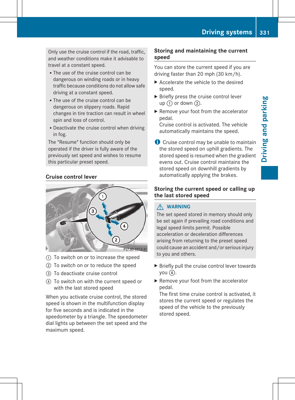 Driving and parking, Driving systems | Mercedes-Benz S-Class 2012 User Manual | Page 333 / 536