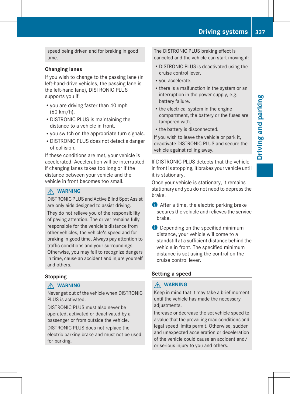 Driving and parking, Driving systems | Mercedes-Benz S-Class 2012 User Manual | Page 339 / 536