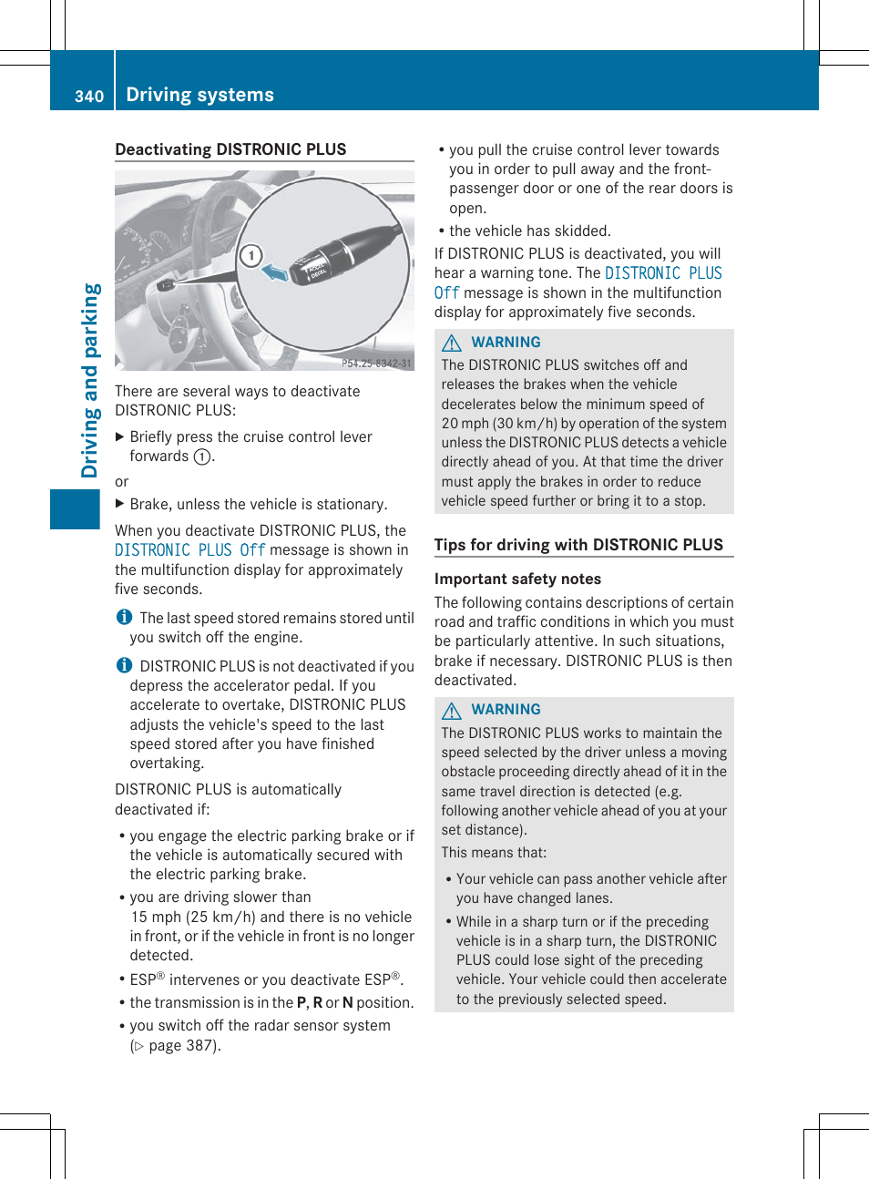 Driving and parking, Driving systems | Mercedes-Benz S-Class 2012 User Manual | Page 342 / 536