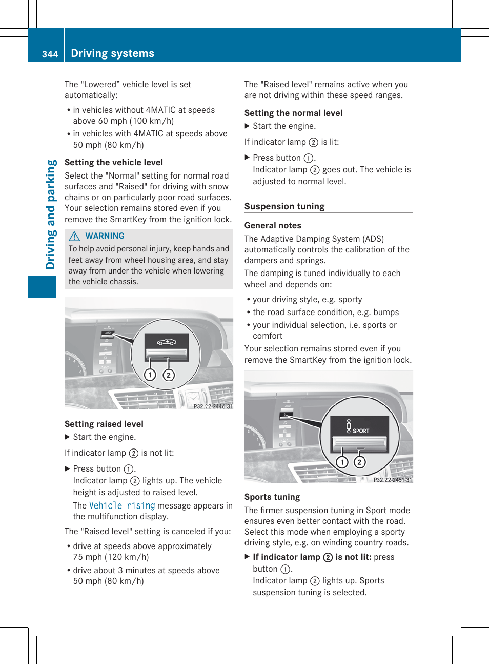 Driving and parking, Driving systems | Mercedes-Benz S-Class 2012 User Manual | Page 346 / 536