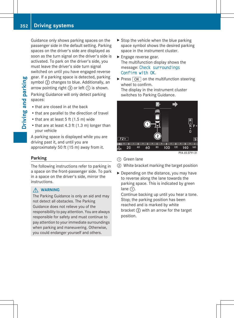 Driving and parking, Driving systems | Mercedes-Benz S-Class 2012 User Manual | Page 354 / 536
