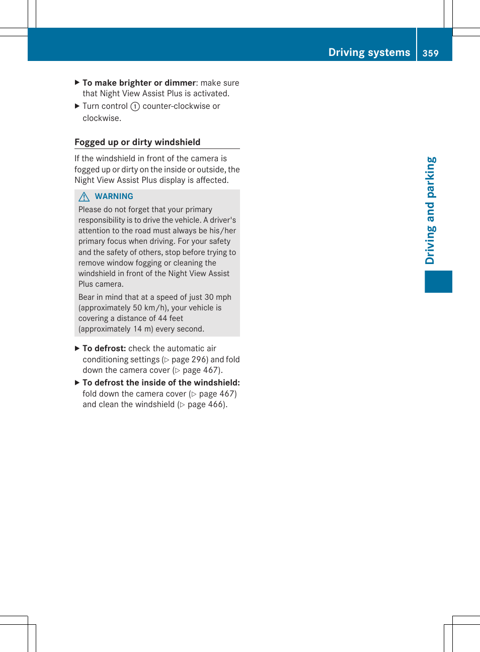 Driving and parking, Driving systems | Mercedes-Benz S-Class 2012 User Manual | Page 361 / 536