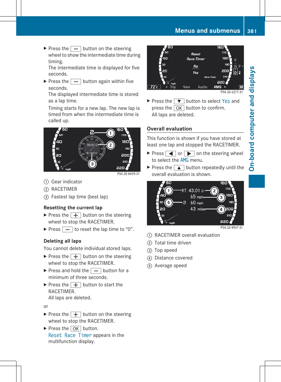 On-board computer and displays, Menus and submenus | Mercedes-Benz S-Class 2012 User Manual | Page 383 / 536