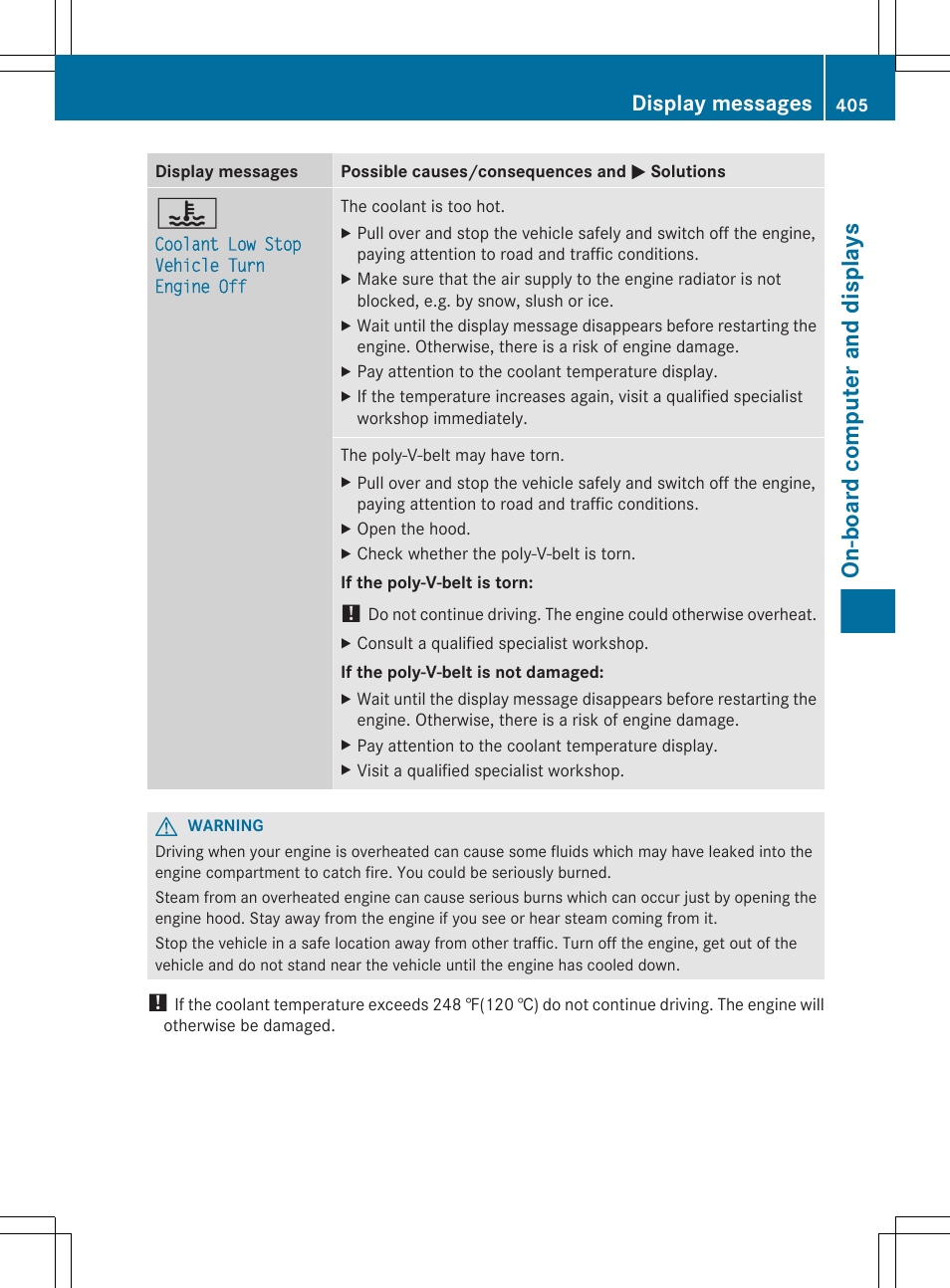 On-board computer and displays, Display messages | Mercedes-Benz S-Class 2012 User Manual | Page 407 / 536