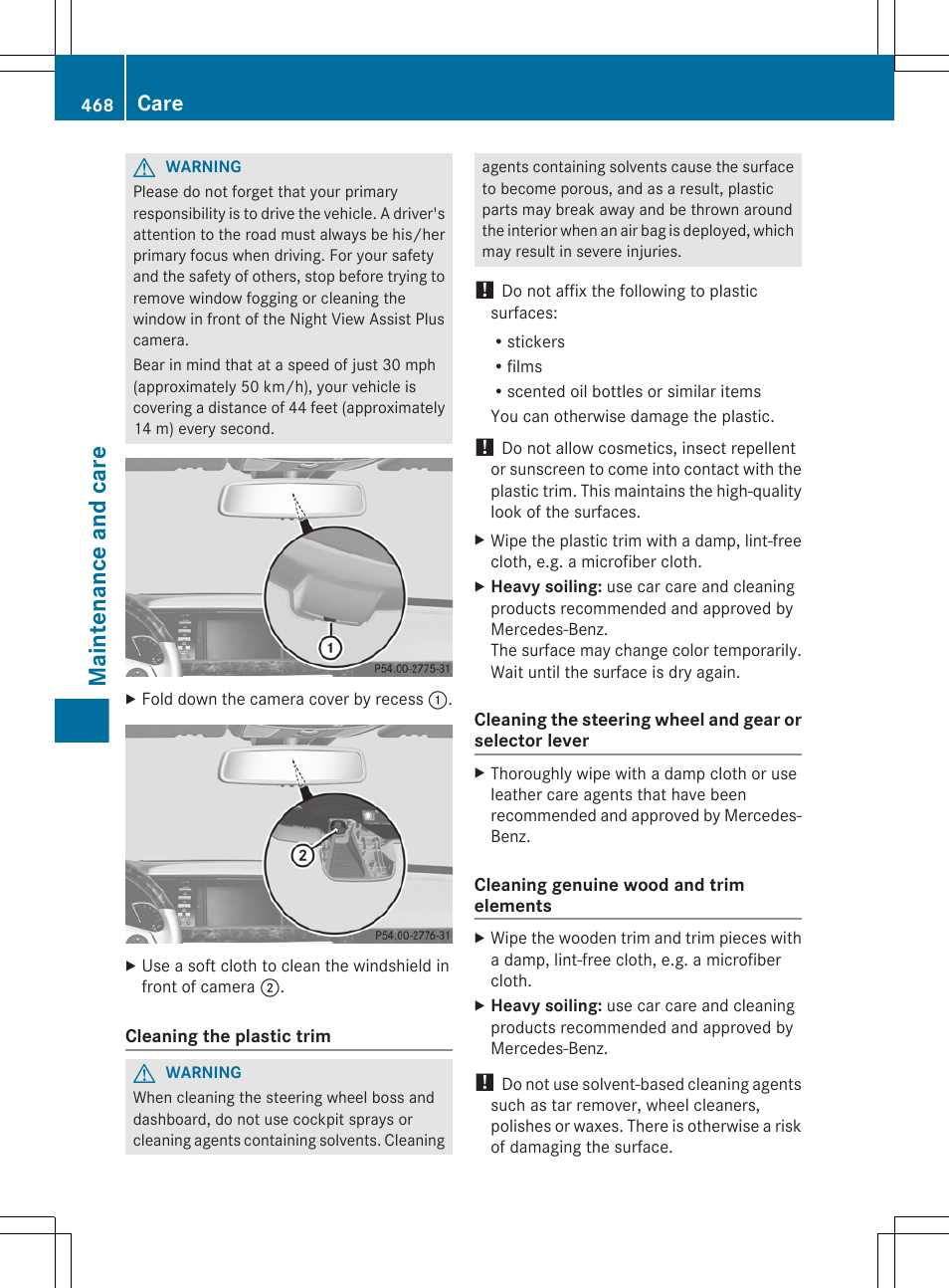 Maintenance and care, Care | Mercedes-Benz S-Class 2012 User Manual | Page 470 / 536