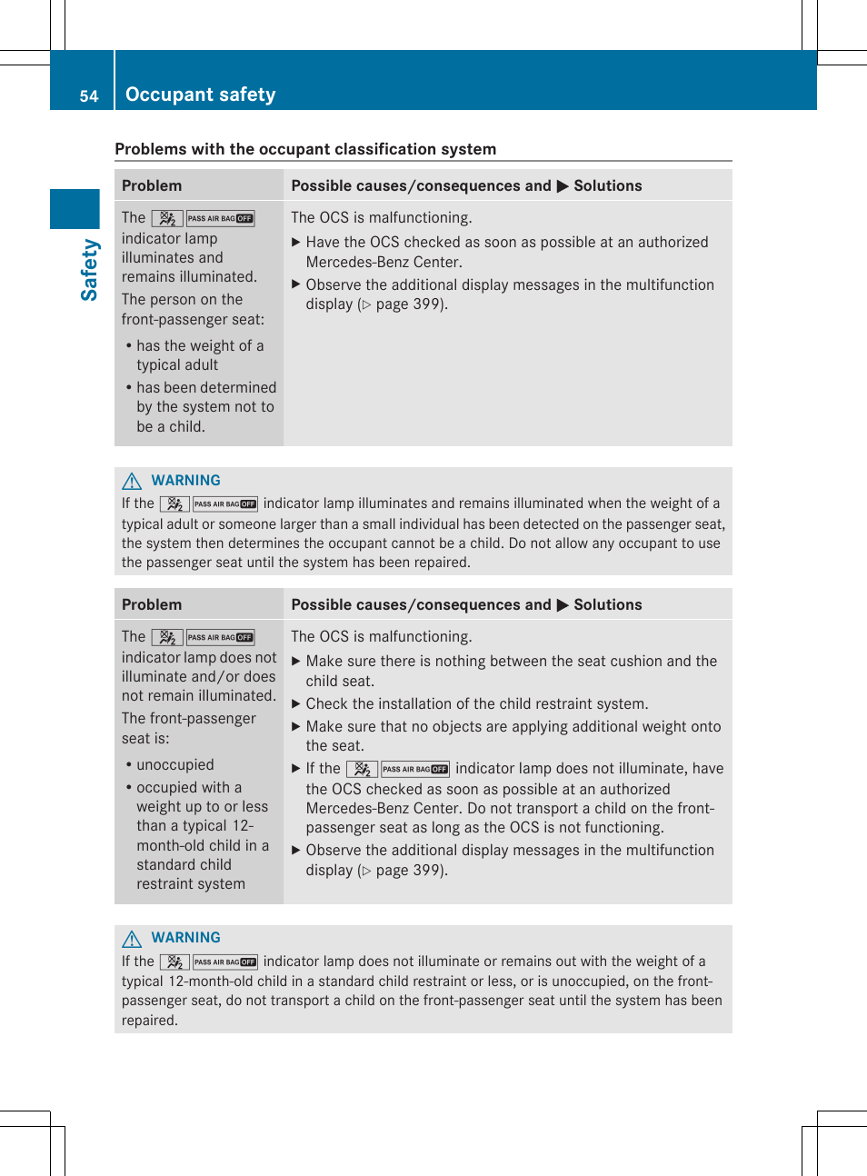 Safety, Occupant safety | Mercedes-Benz S-Class 2012 User Manual | Page 56 / 536