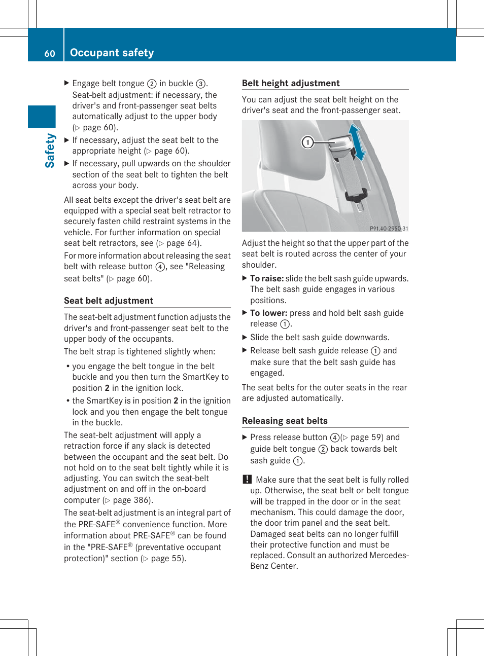 Safety, Occupant safety | Mercedes-Benz S-Class 2012 User Manual | Page 62 / 536