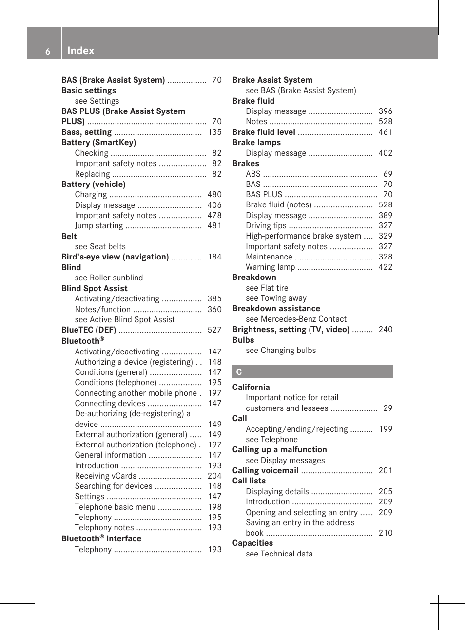 Index | Mercedes-Benz S-Class 2012 User Manual | Page 8 / 536