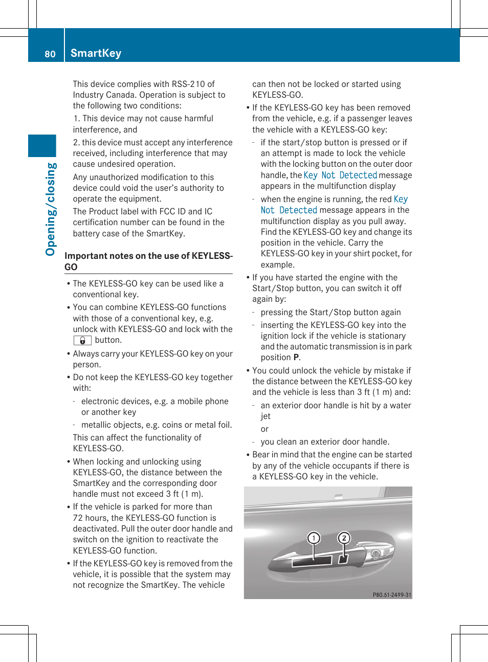 Opening/closing, Smartkey | Mercedes-Benz S-Class 2012 User Manual | Page 82 / 536