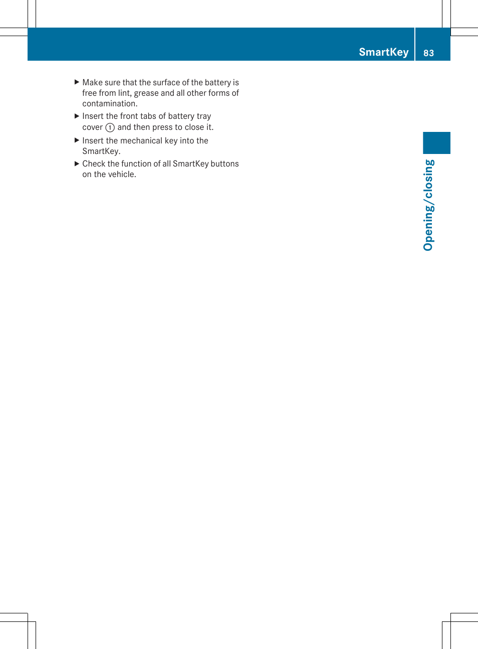 Opening/closing, Smartkey | Mercedes-Benz S-Class 2012 User Manual | Page 85 / 536