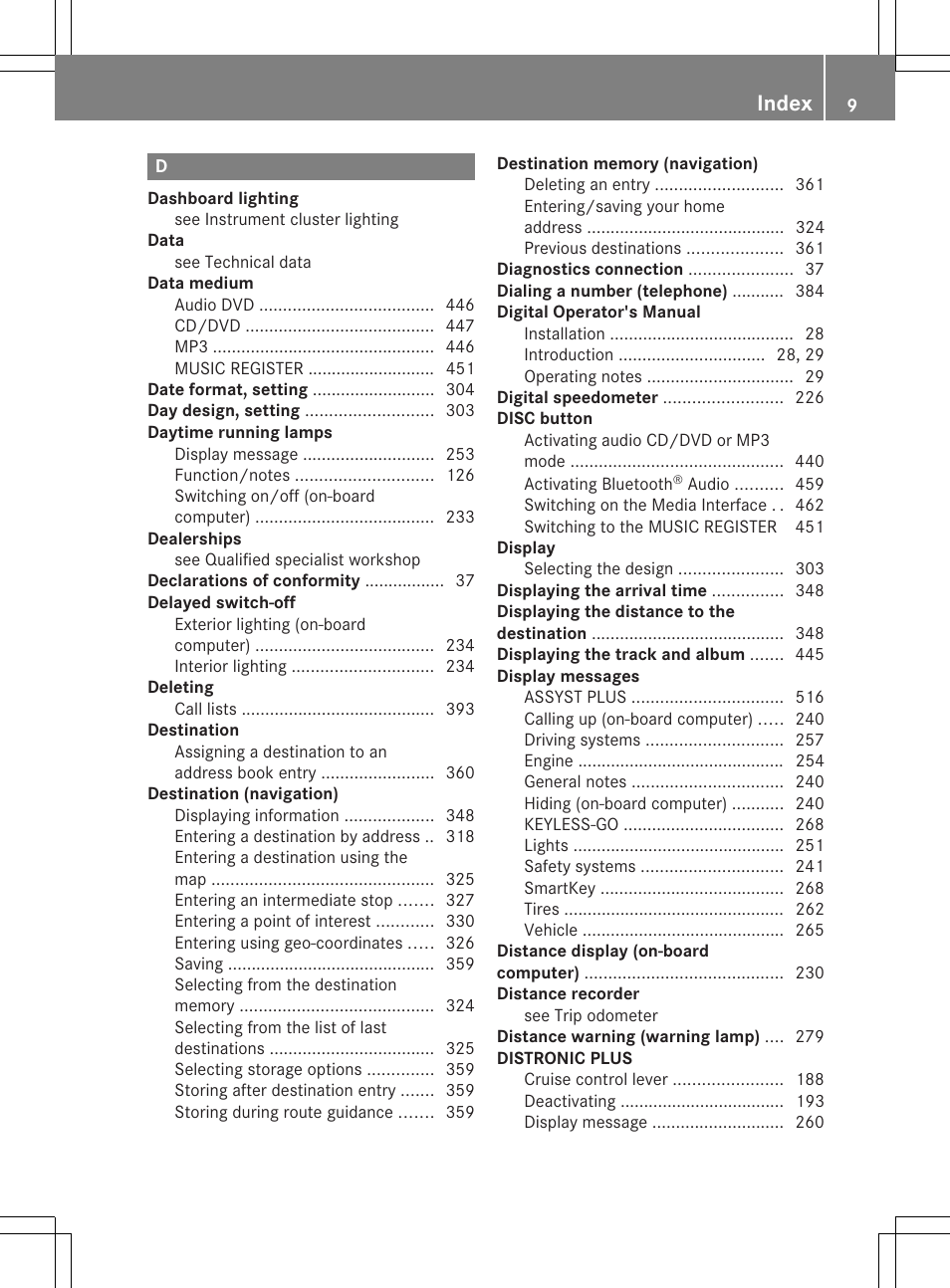 Index | Mercedes-Benz SL-Class 2013 Owners Manual User Manual | Page 11 / 590