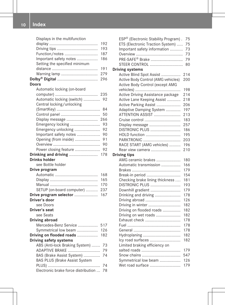 Index | Mercedes-Benz SL-Class 2013 Owners Manual User Manual | Page 12 / 590