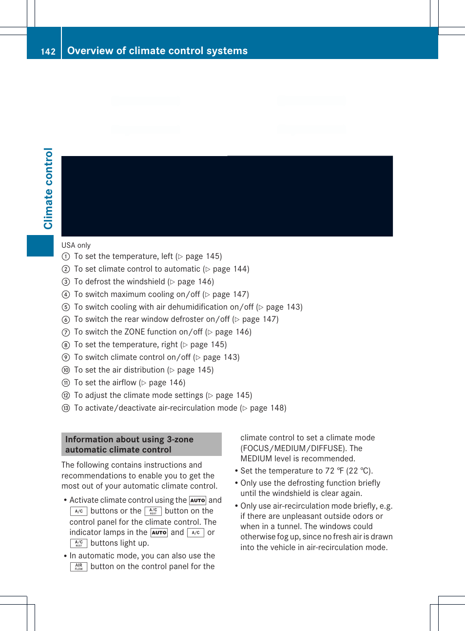 Climate control, Overview of climate control systems | Mercedes-Benz SL-Class 2013 Owners Manual User Manual | Page 144 / 590