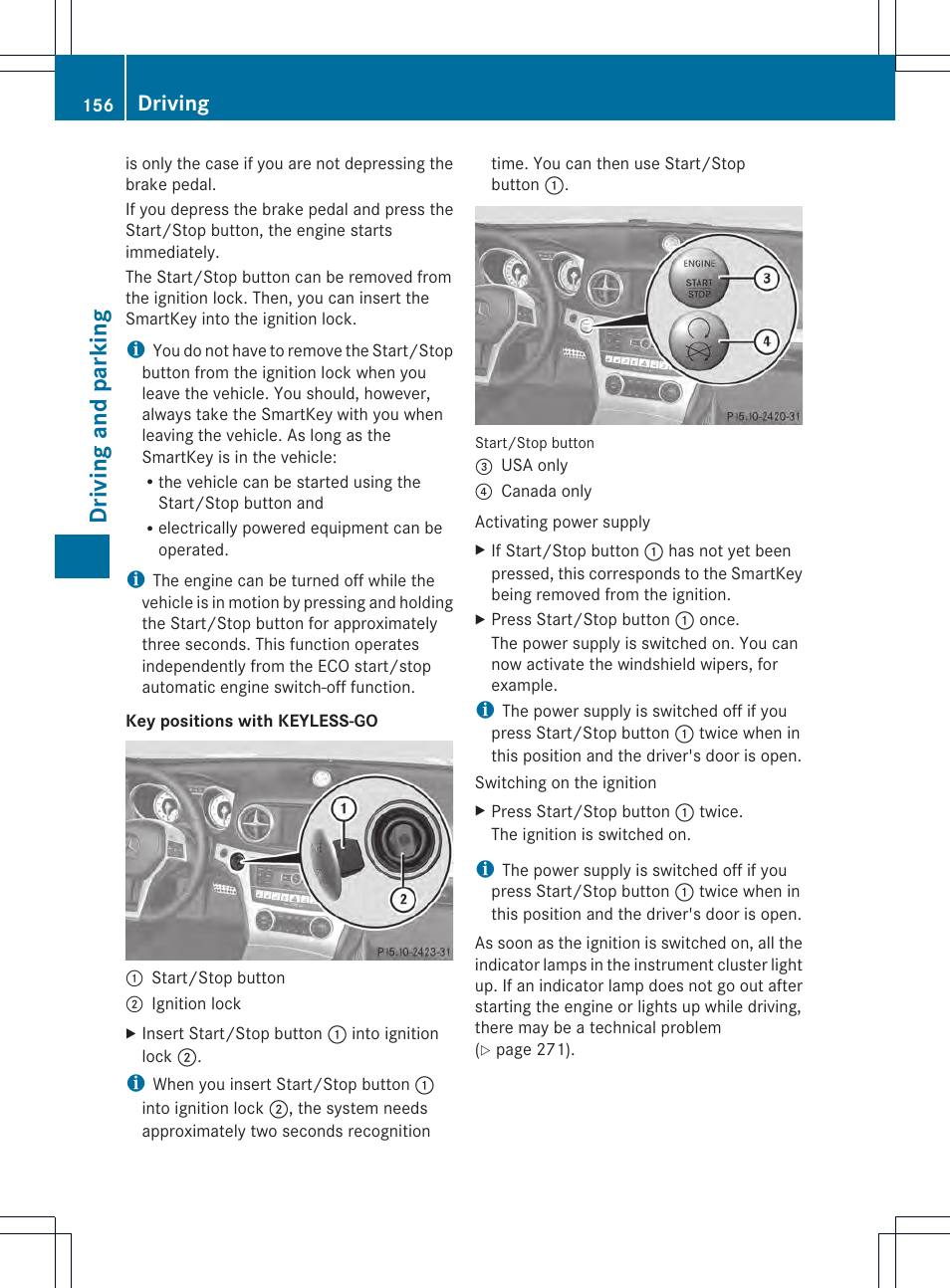 Driving and parking, Driving | Mercedes-Benz SL-Class 2013 Owners Manual User Manual | Page 158 / 590