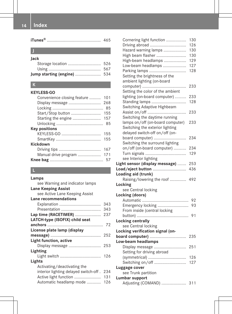 Index | Mercedes-Benz SL-Class 2013 Owners Manual User Manual | Page 16 / 590