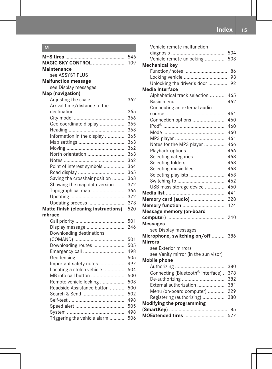 Index | Mercedes-Benz SL-Class 2013 Owners Manual User Manual | Page 17 / 590