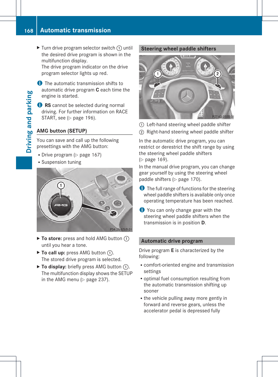 Driving and parking, Automatic transmission | Mercedes-Benz SL-Class 2013 Owners Manual User Manual | Page 170 / 590