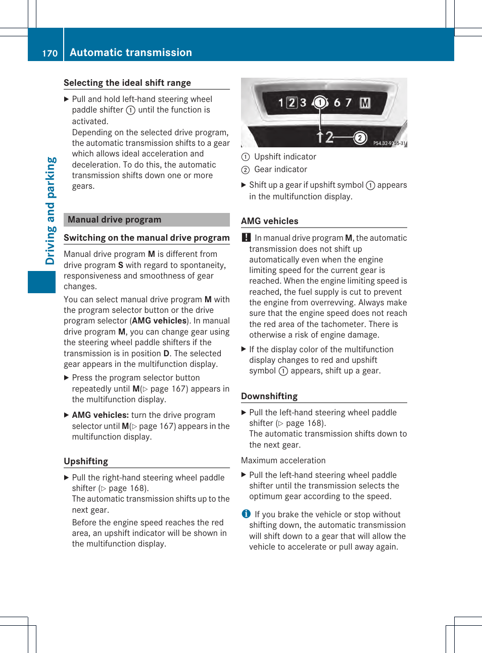 Driving and parking, Automatic transmission | Mercedes-Benz SL-Class 2013 Owners Manual User Manual | Page 172 / 590