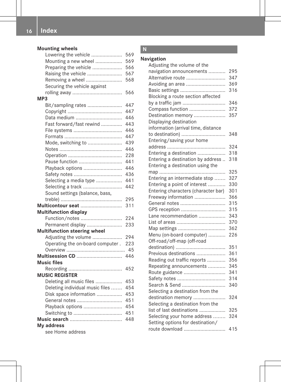 Index | Mercedes-Benz SL-Class 2013 Owners Manual User Manual | Page 18 / 590