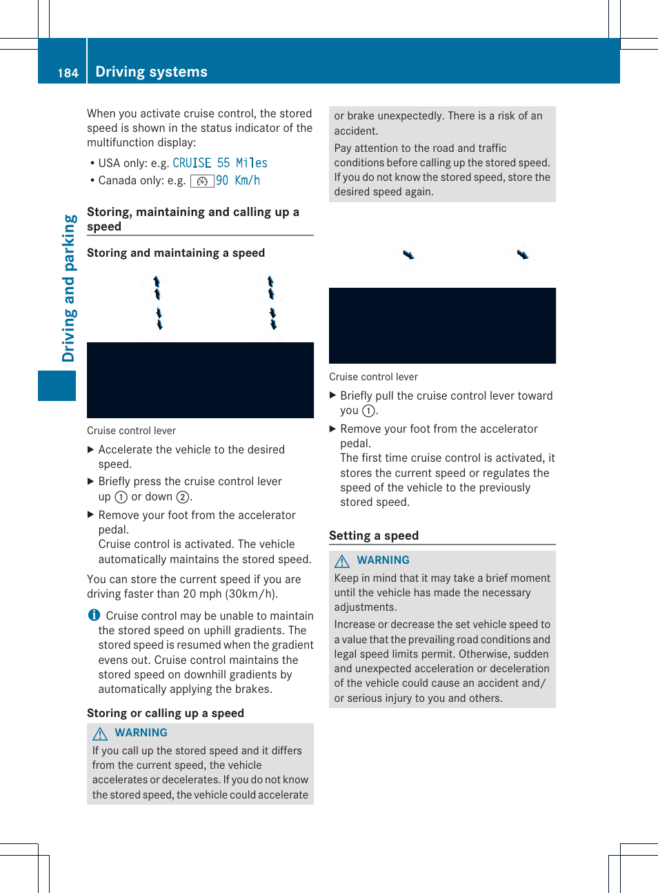 Driving and parking, Driving systems | Mercedes-Benz SL-Class 2013 Owners Manual User Manual | Page 186 / 590