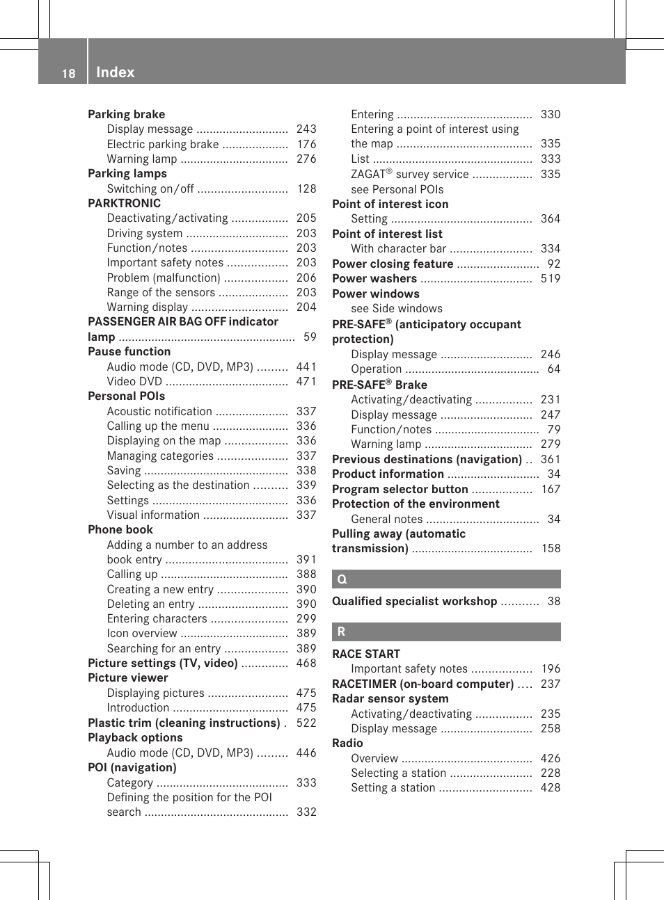 Index | Mercedes-Benz SL-Class 2013 Owners Manual User Manual | Page 20 / 590