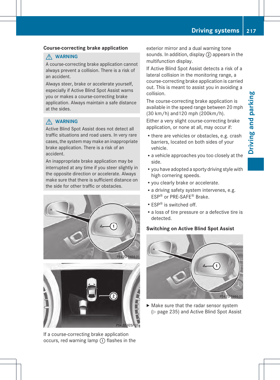 Driving and parking, Driving systems | Mercedes-Benz SL-Class 2013 Owners Manual User Manual | Page 219 / 590