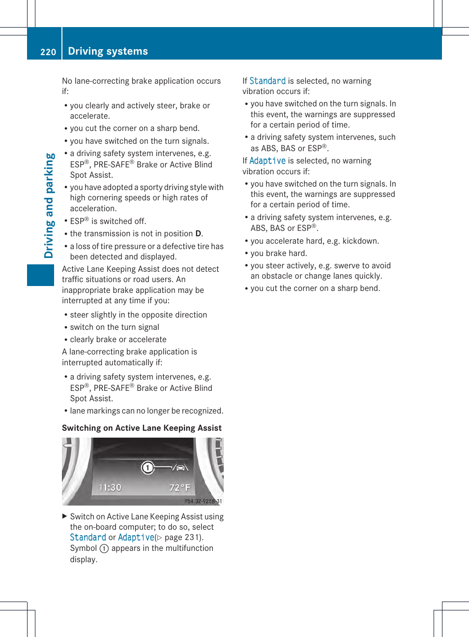 Driving and parking, Driving systems | Mercedes-Benz SL-Class 2013 Owners Manual User Manual | Page 222 / 590