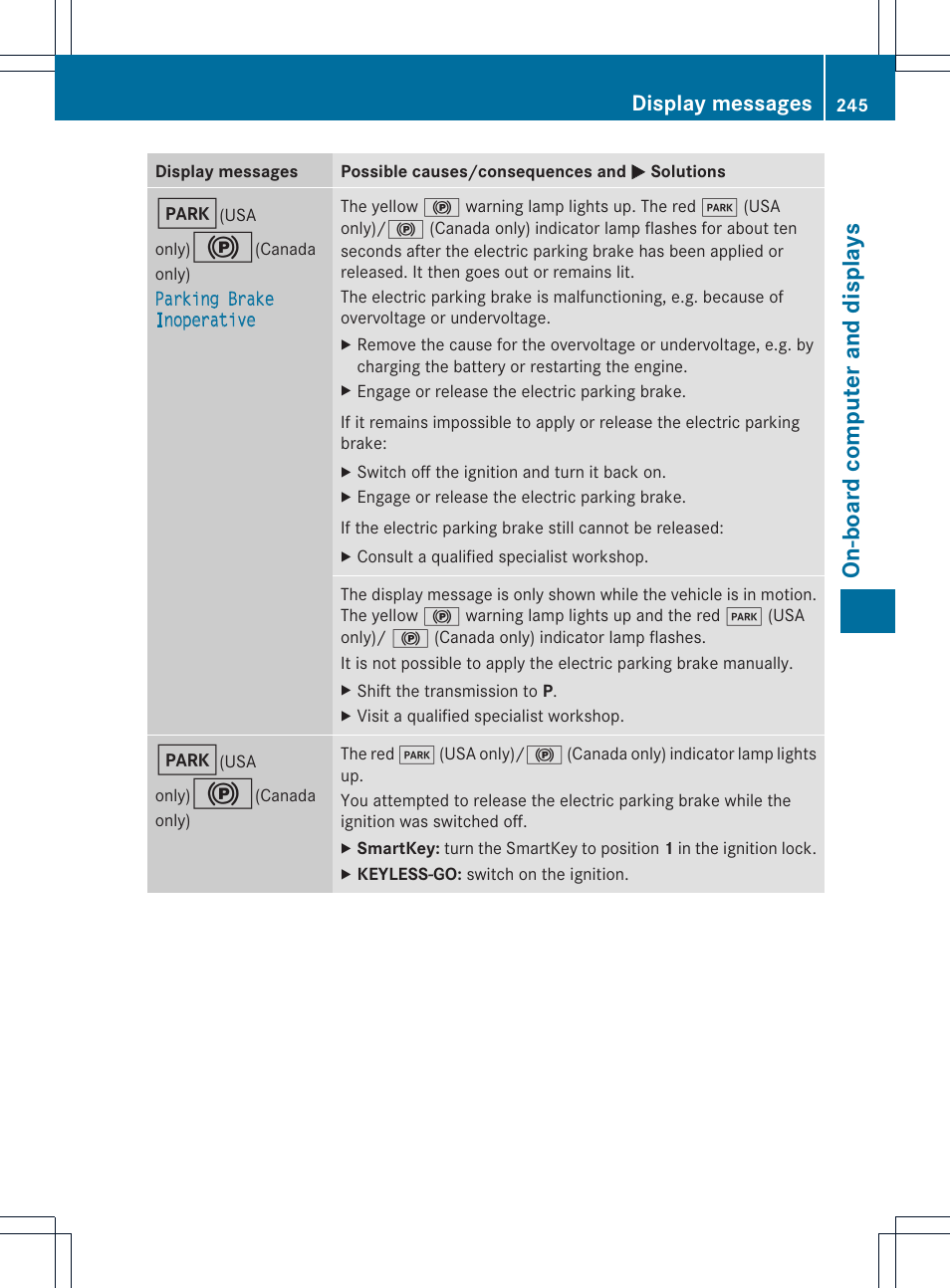 On-boar d compu ter and displa ys, Display messages | Mercedes-Benz SL-Class 2013 Owners Manual User Manual | Page 247 / 590