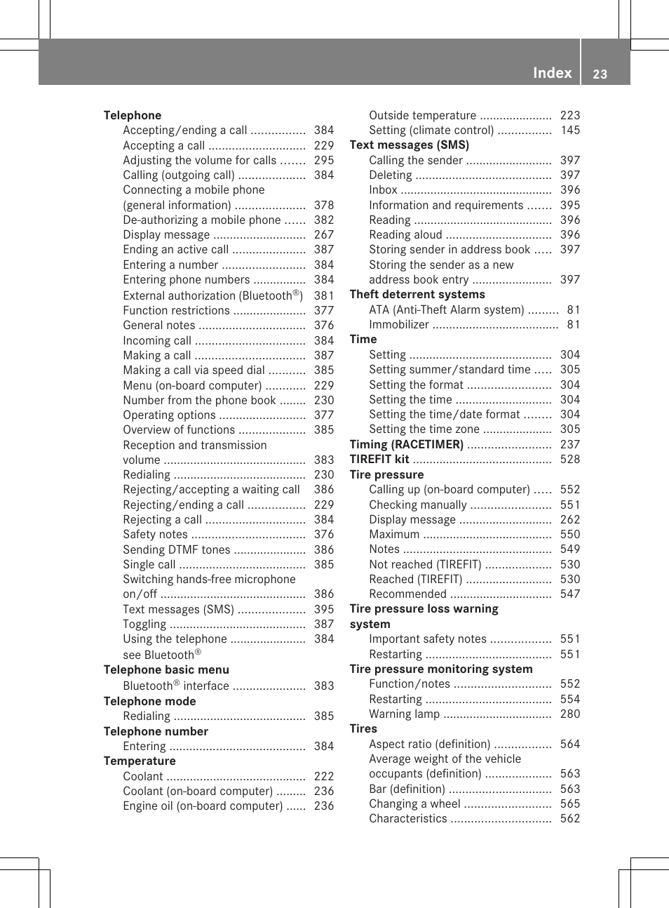 Index | Mercedes-Benz SL-Class 2013 Owners Manual User Manual | Page 25 / 590