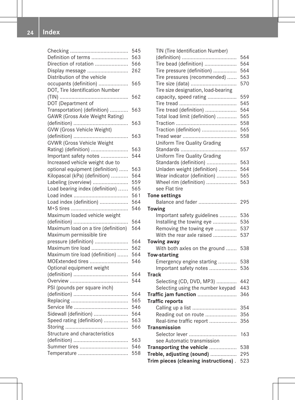 Index | Mercedes-Benz SL-Class 2013 Owners Manual User Manual | Page 26 / 590