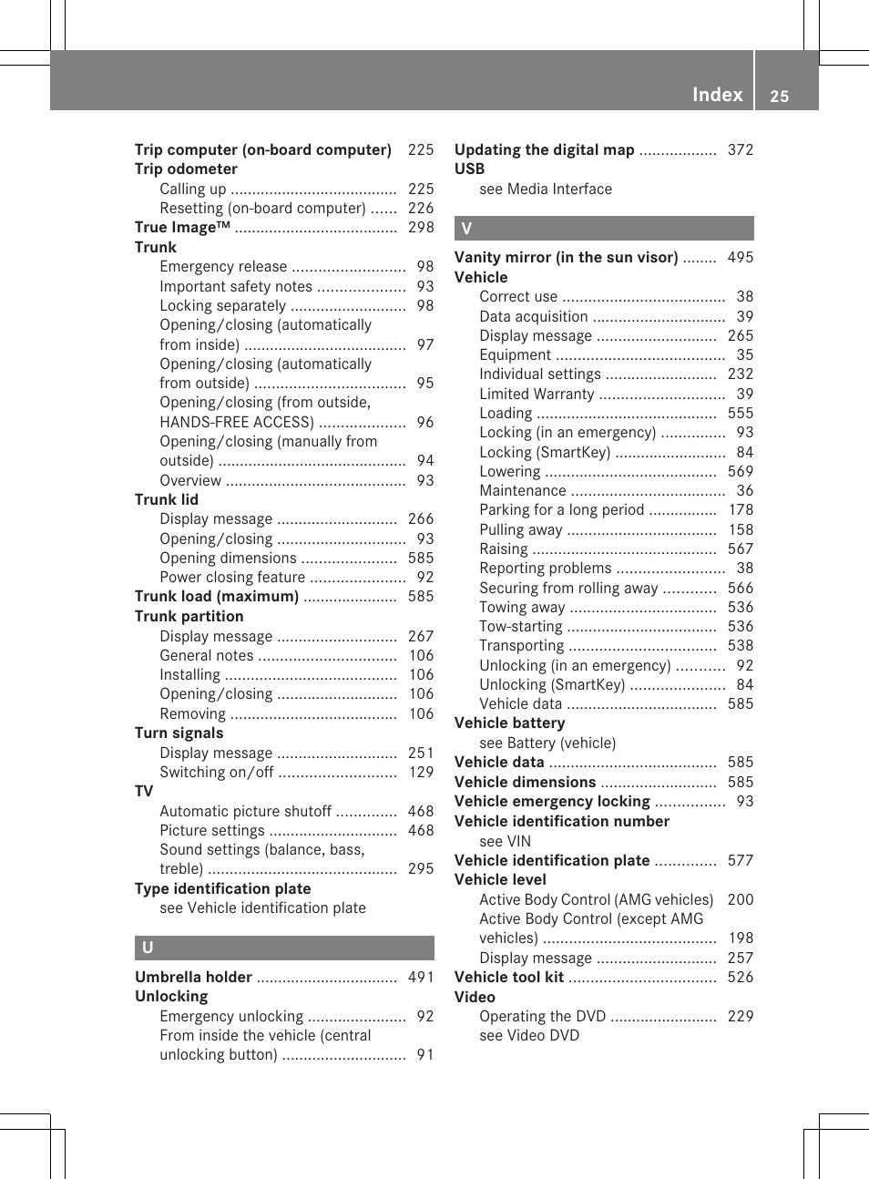 Index | Mercedes-Benz SL-Class 2013 Owners Manual User Manual | Page 27 / 590