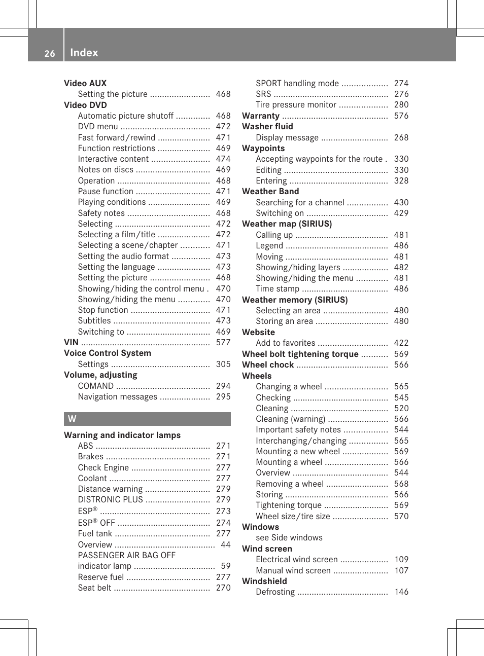Index | Mercedes-Benz SL-Class 2013 Owners Manual User Manual | Page 28 / 590