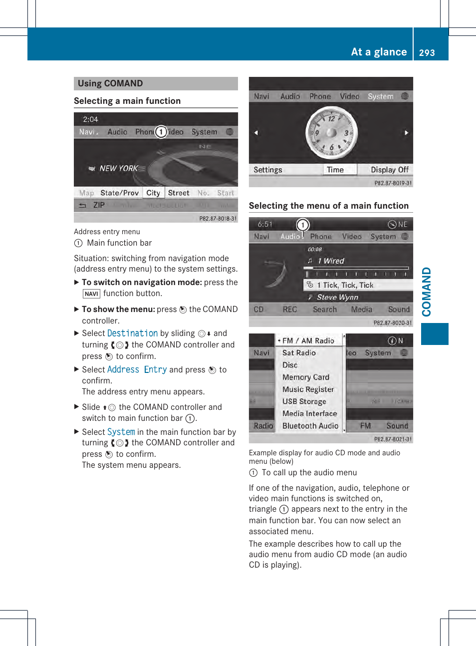 Coman d, At a glance | Mercedes-Benz SL-Class 2013 Owners Manual User Manual | Page 295 / 590
