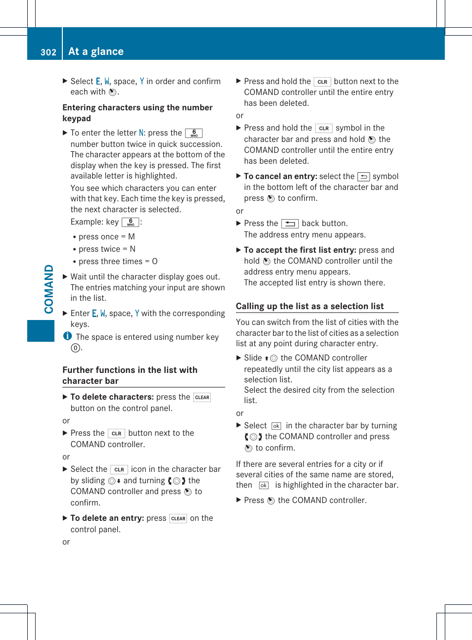 Coman d, At a glance | Mercedes-Benz SL-Class 2013 Owners Manual User Manual | Page 304 / 590
