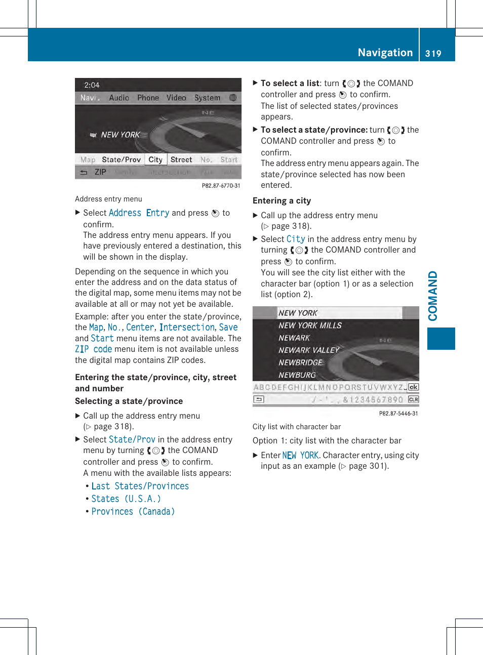 Comand, Navigation | Mercedes-Benz SL-Class 2013 Owners Manual User Manual | Page 321 / 590