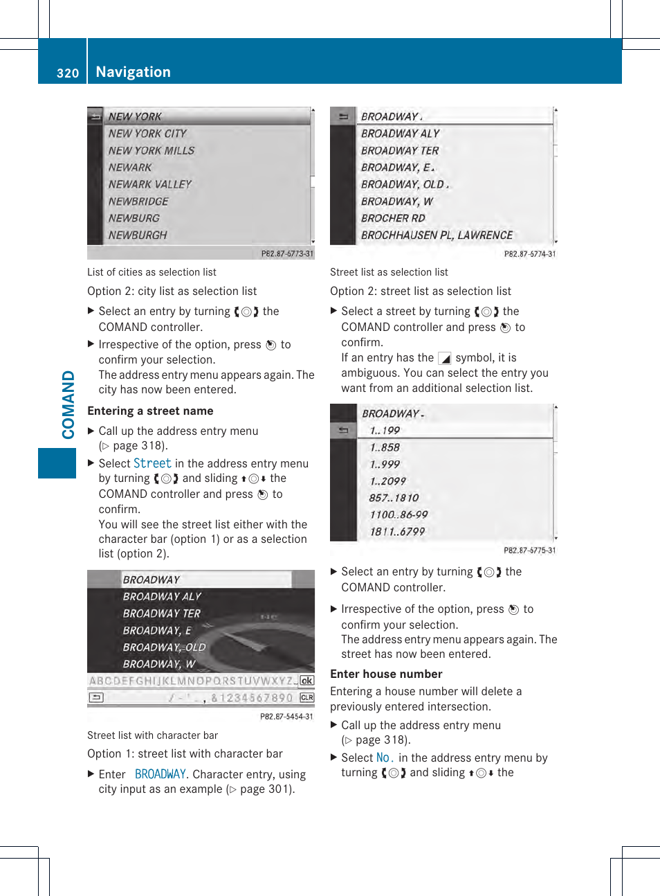 Comand, Navigation | Mercedes-Benz SL-Class 2013 Owners Manual User Manual | Page 322 / 590