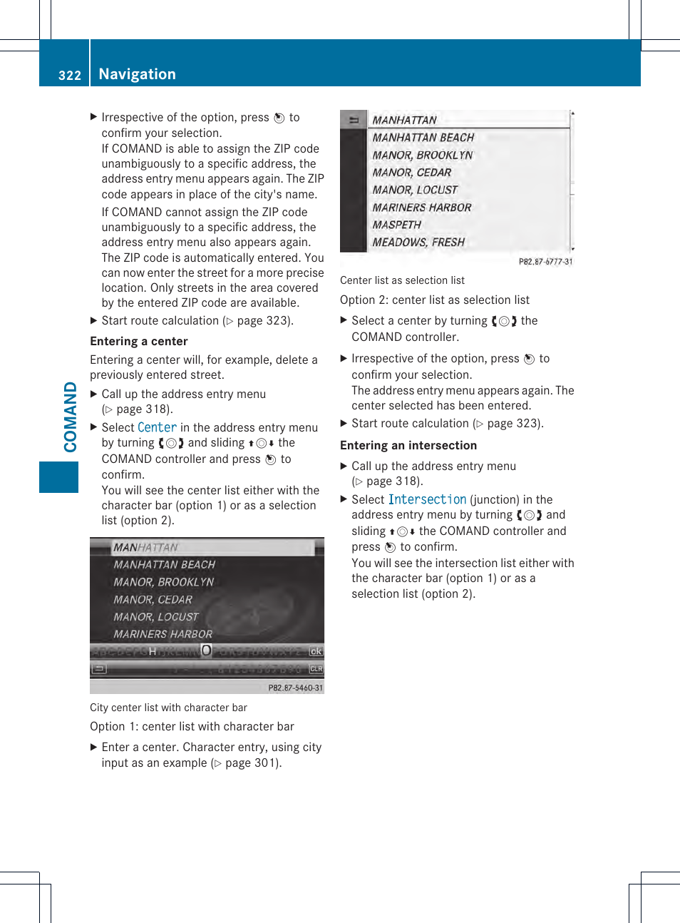 Comand, Navigation | Mercedes-Benz SL-Class 2013 Owners Manual User Manual | Page 324 / 590