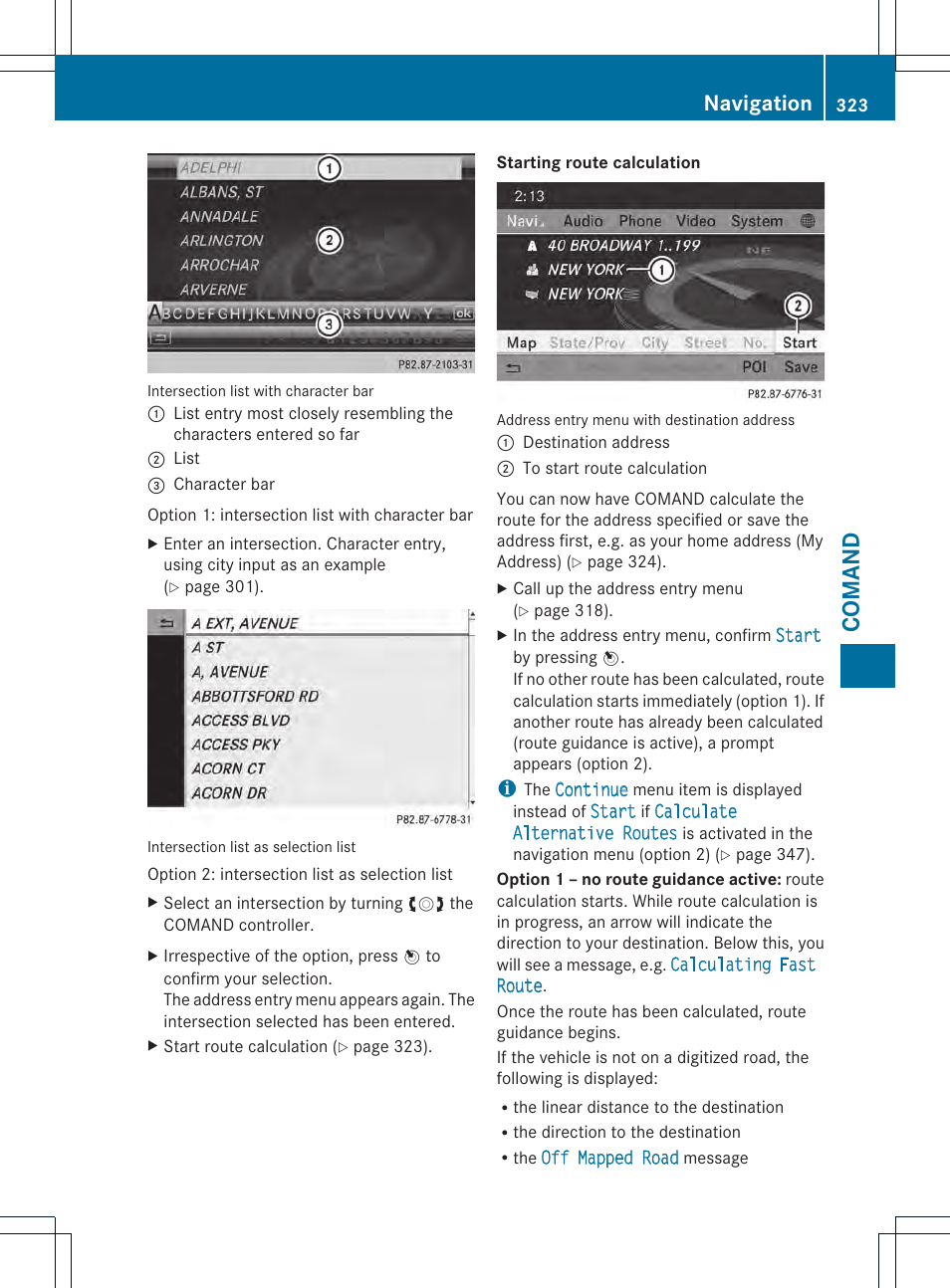 Comand, Navigation | Mercedes-Benz SL-Class 2013 Owners Manual User Manual | Page 325 / 590