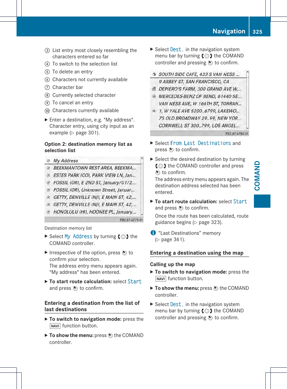 Com an d, Navigation | Mercedes-Benz SL-Class 2013 Owners Manual User Manual | Page 327 / 590