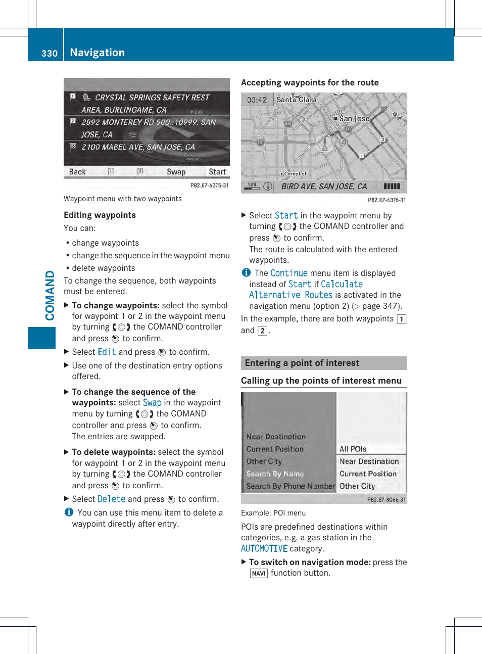 Comand, Navigation | Mercedes-Benz SL-Class 2013 Owners Manual User Manual | Page 332 / 590