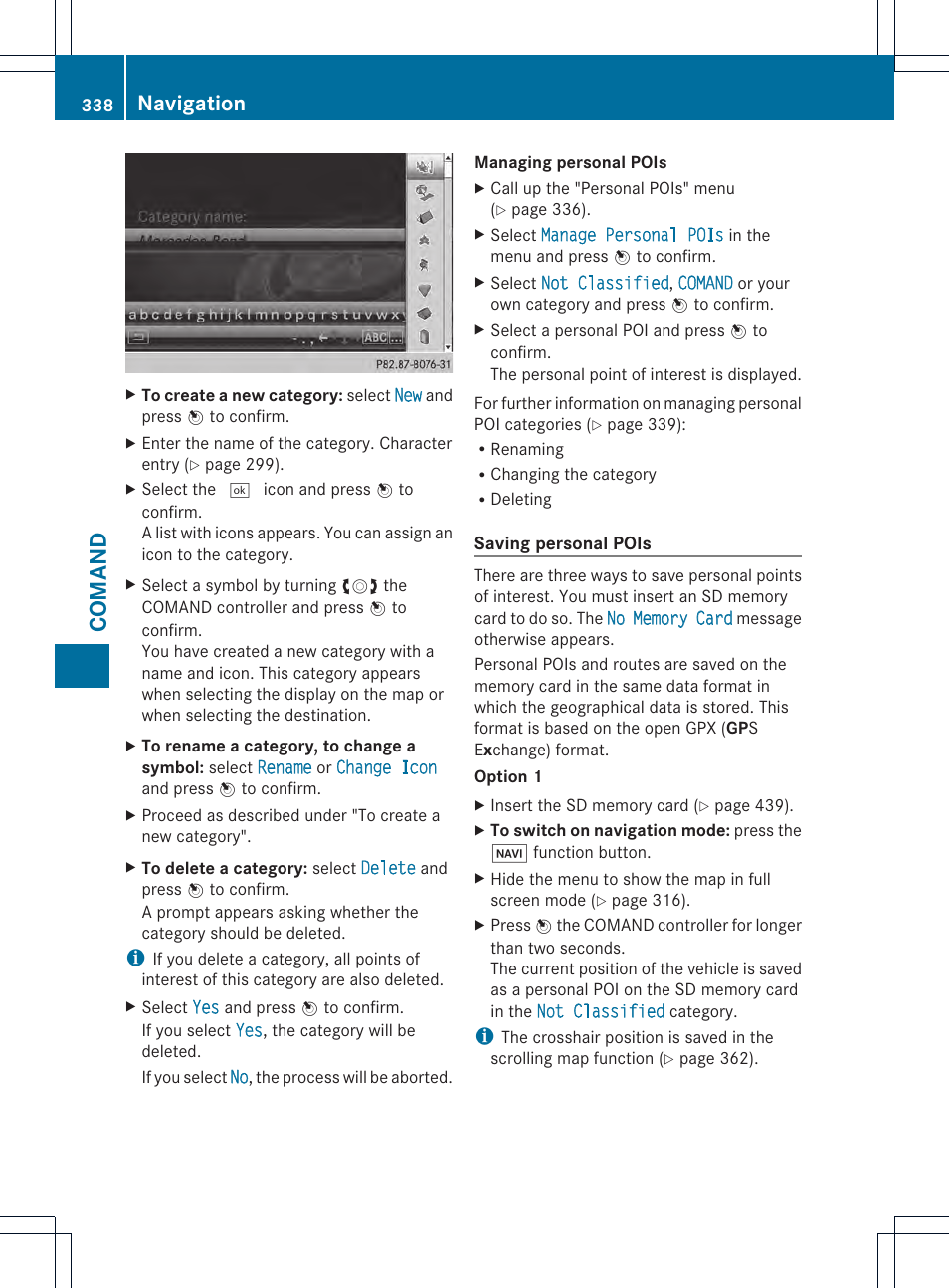 Comand, Navigation | Mercedes-Benz SL-Class 2013 Owners Manual User Manual | Page 340 / 590