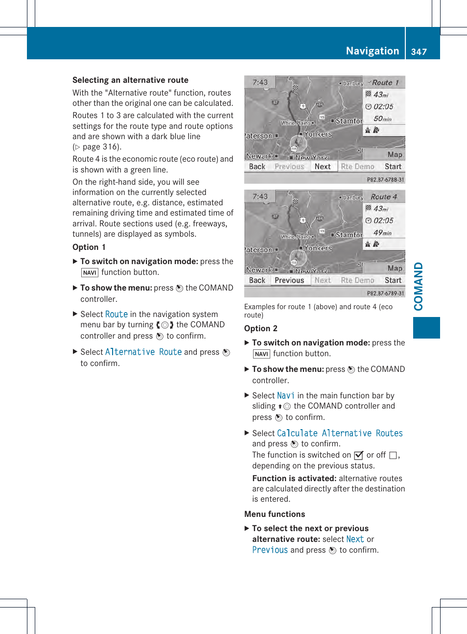 Comand, Navigation | Mercedes-Benz SL-Class 2013 Owners Manual User Manual | Page 349 / 590