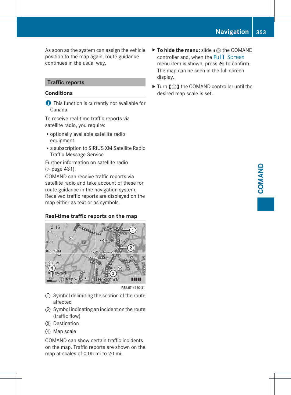Comand, Navigation | Mercedes-Benz SL-Class 2013 Owners Manual User Manual | Page 355 / 590
