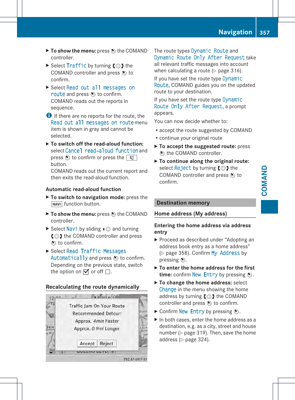 Comand, Navigation | Mercedes-Benz SL-Class 2013 Owners Manual User Manual | Page 359 / 590