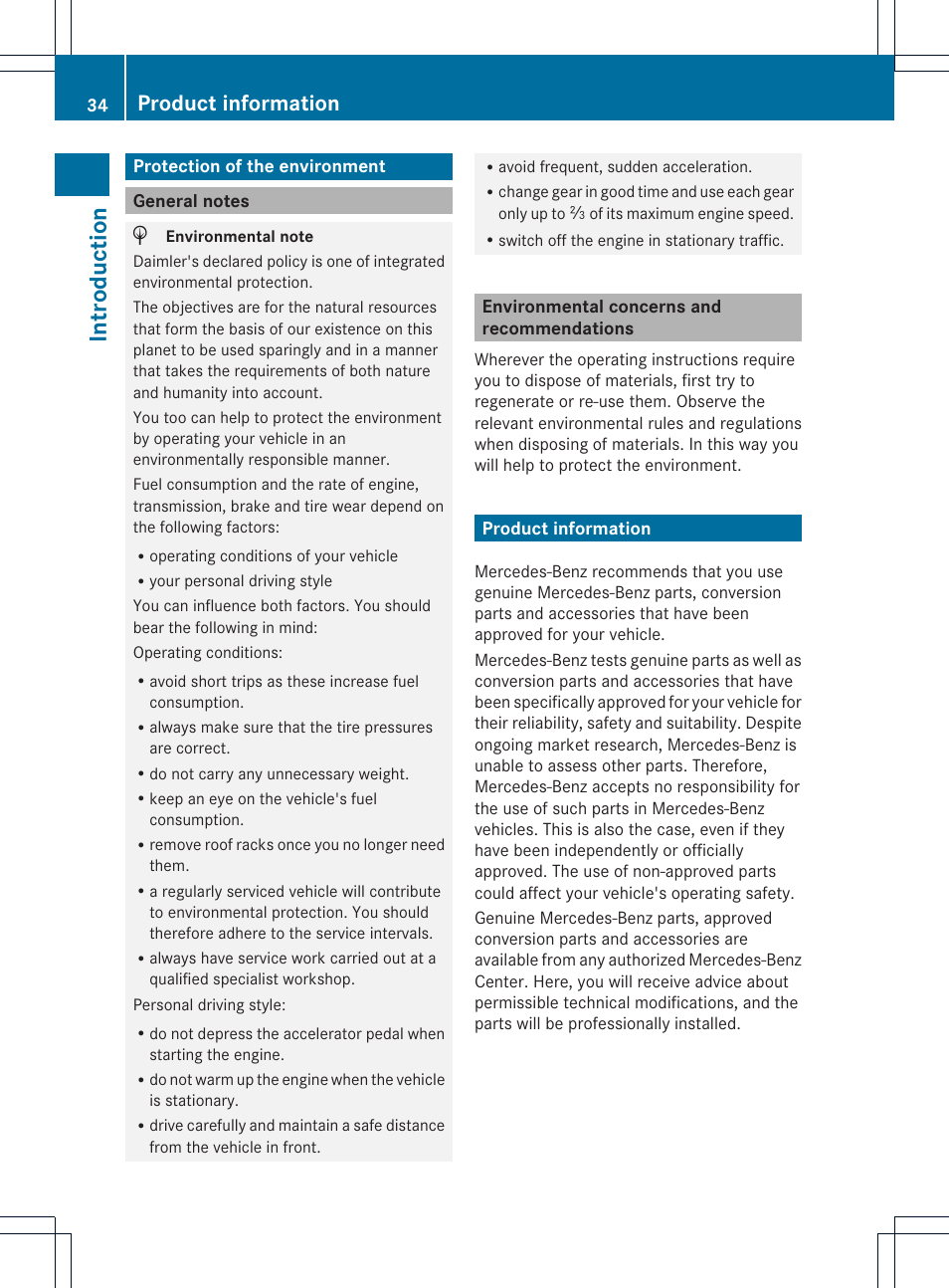 Introduction, Product information | Mercedes-Benz SL-Class 2013 Owners Manual User Manual | Page 36 / 590