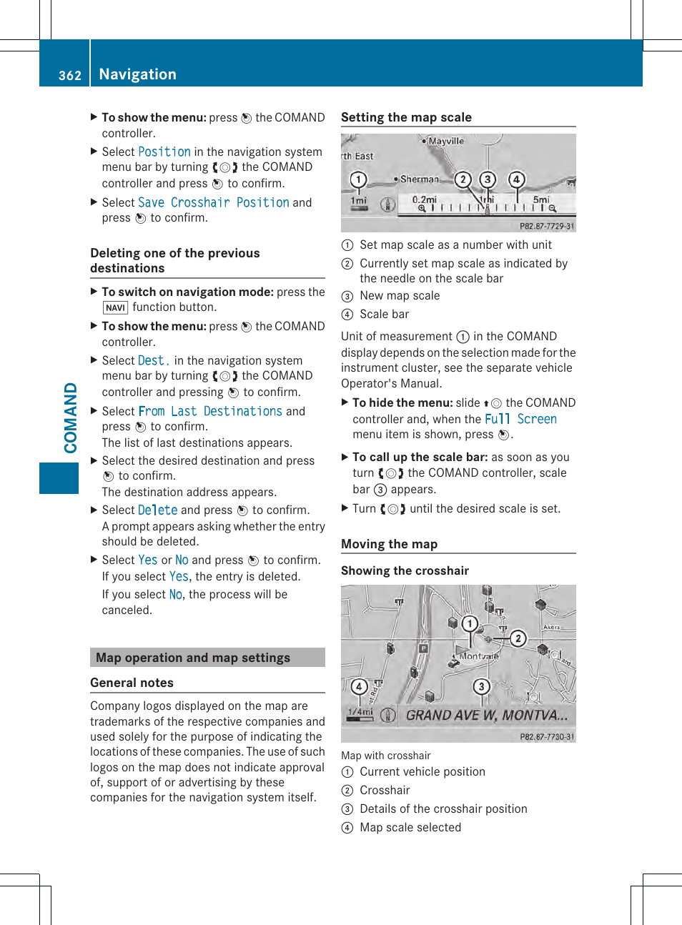 Comand, Navigation | Mercedes-Benz SL-Class 2013 Owners Manual User Manual | Page 364 / 590