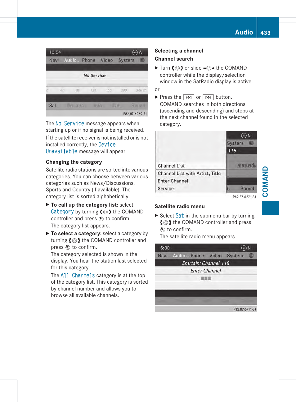 Comand, Audio | Mercedes-Benz SL-Class 2013 Owners Manual User Manual | Page 435 / 590