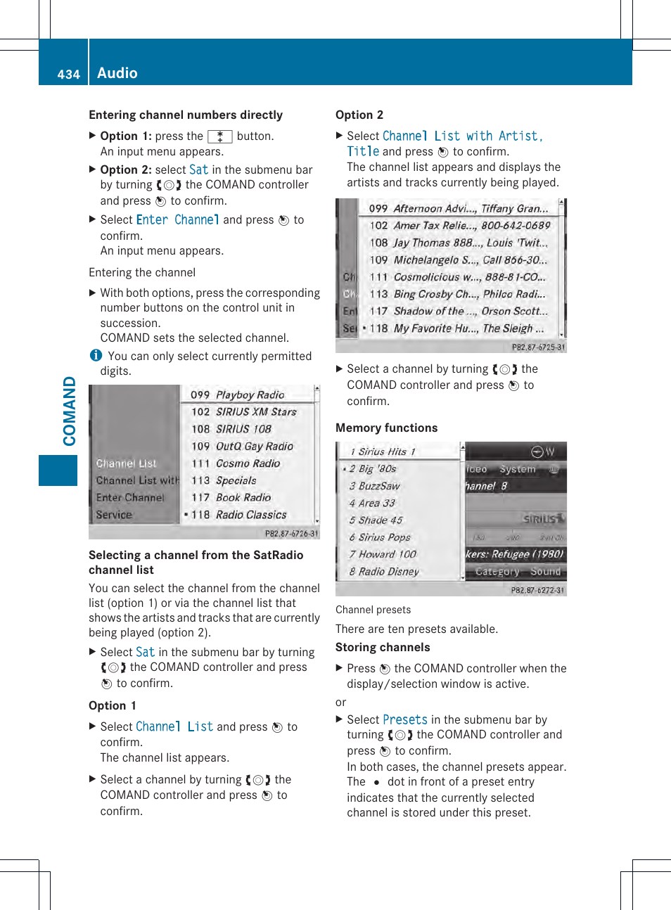 Comand, Audio | Mercedes-Benz SL-Class 2013 Owners Manual User Manual | Page 436 / 590