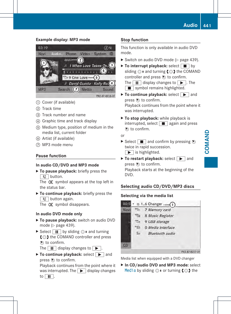 Comand, Audio | Mercedes-Benz SL-Class 2013 Owners Manual User Manual | Page 443 / 590